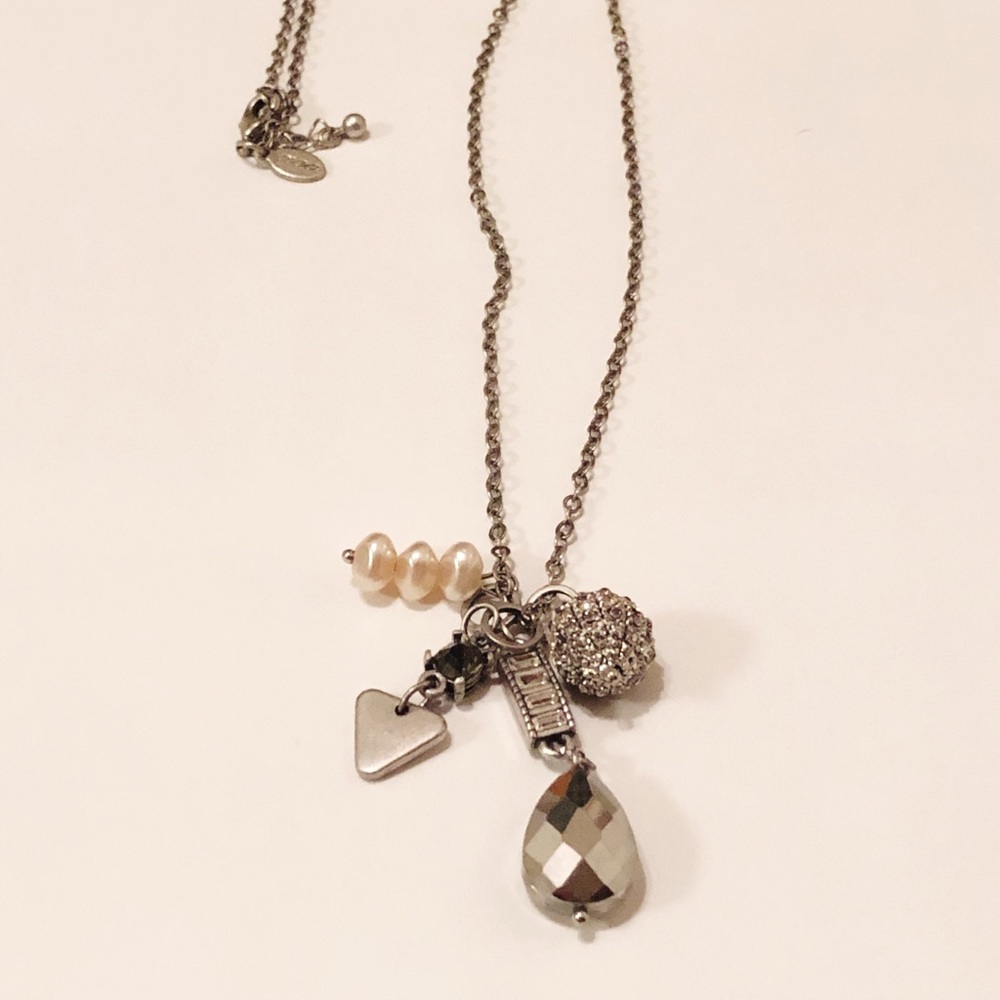 American Eagle Silver necklace with charm cluster